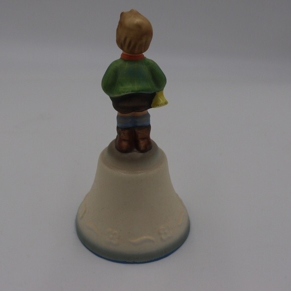 Schmid Bell Boy on Bell Holding Trumpet Horn Bugel Bell Vintage Collectable Bell - Picture 2 of 12